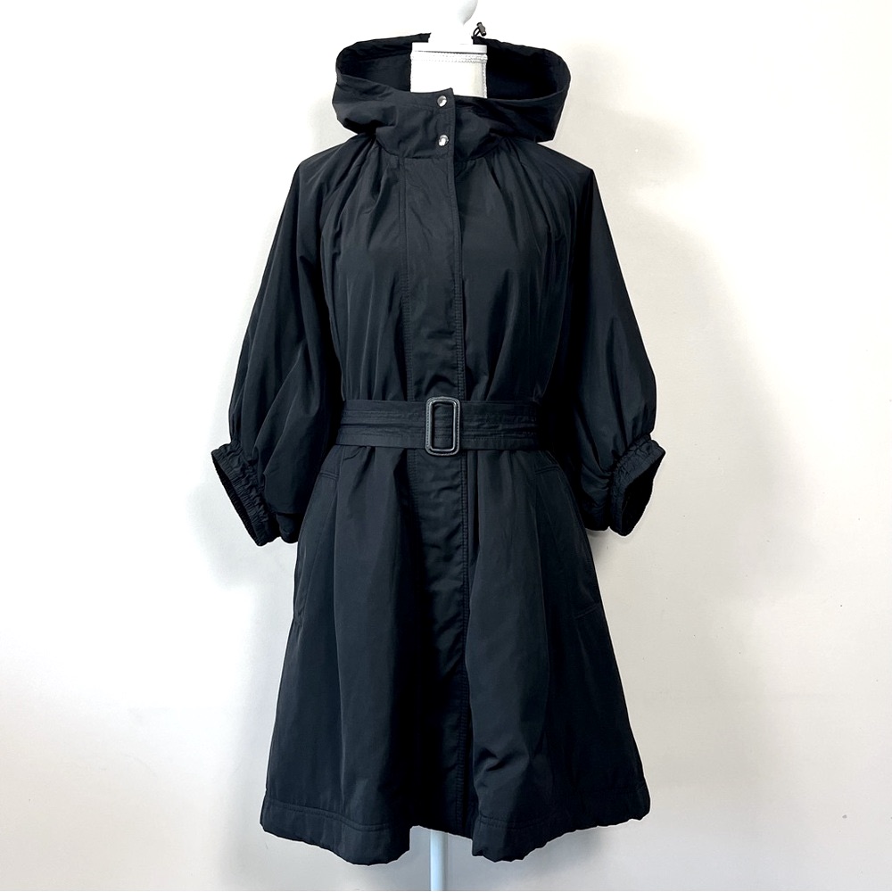 Maje Black Hooded Puff 3/4 Sleeve Trench Coat Size Us Xs